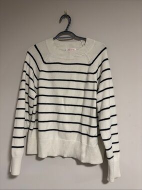 Joe Fresh Cream and Black Striped Scoop-Neck Sweater